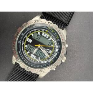 Stauer Centurion Watch Men's Analog Digital Silver Tone Round Nato Band Working